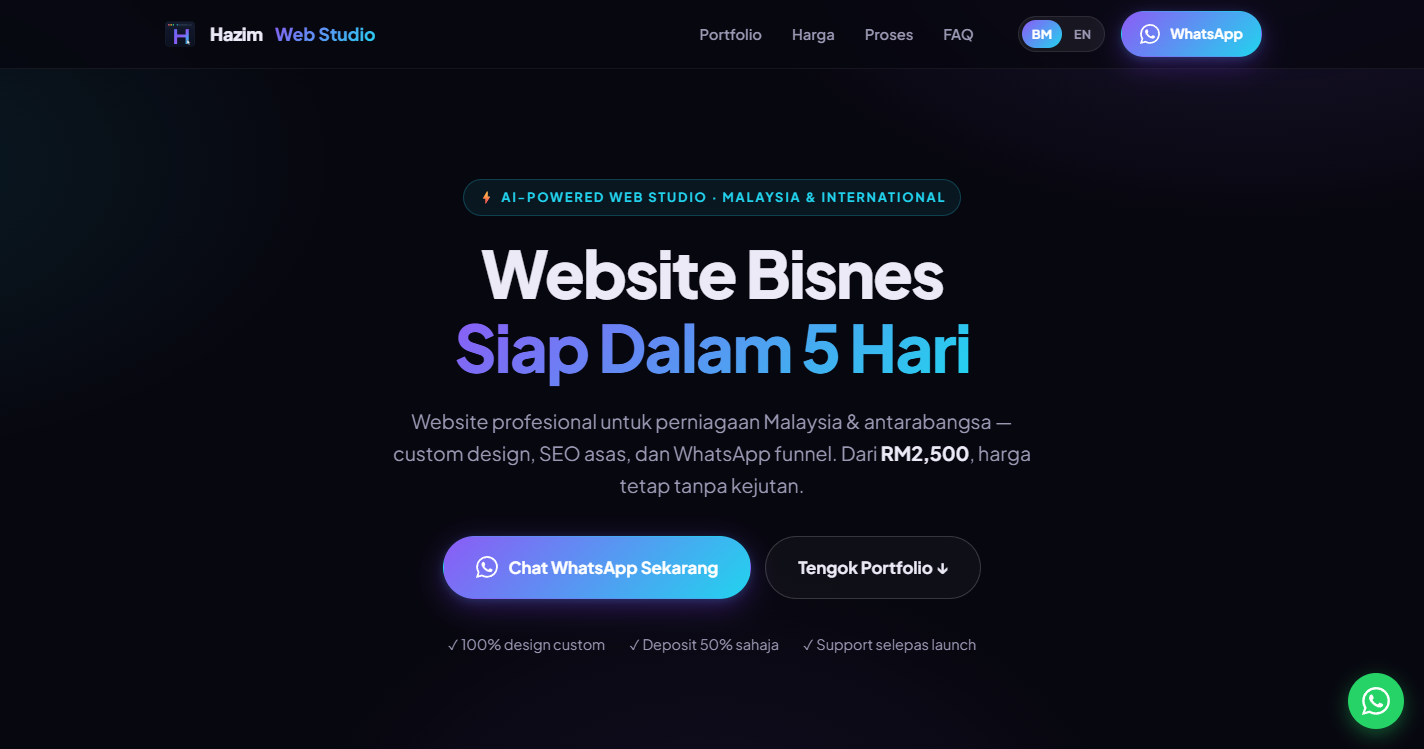 Contoh hasil kerja Hazim Web Studio